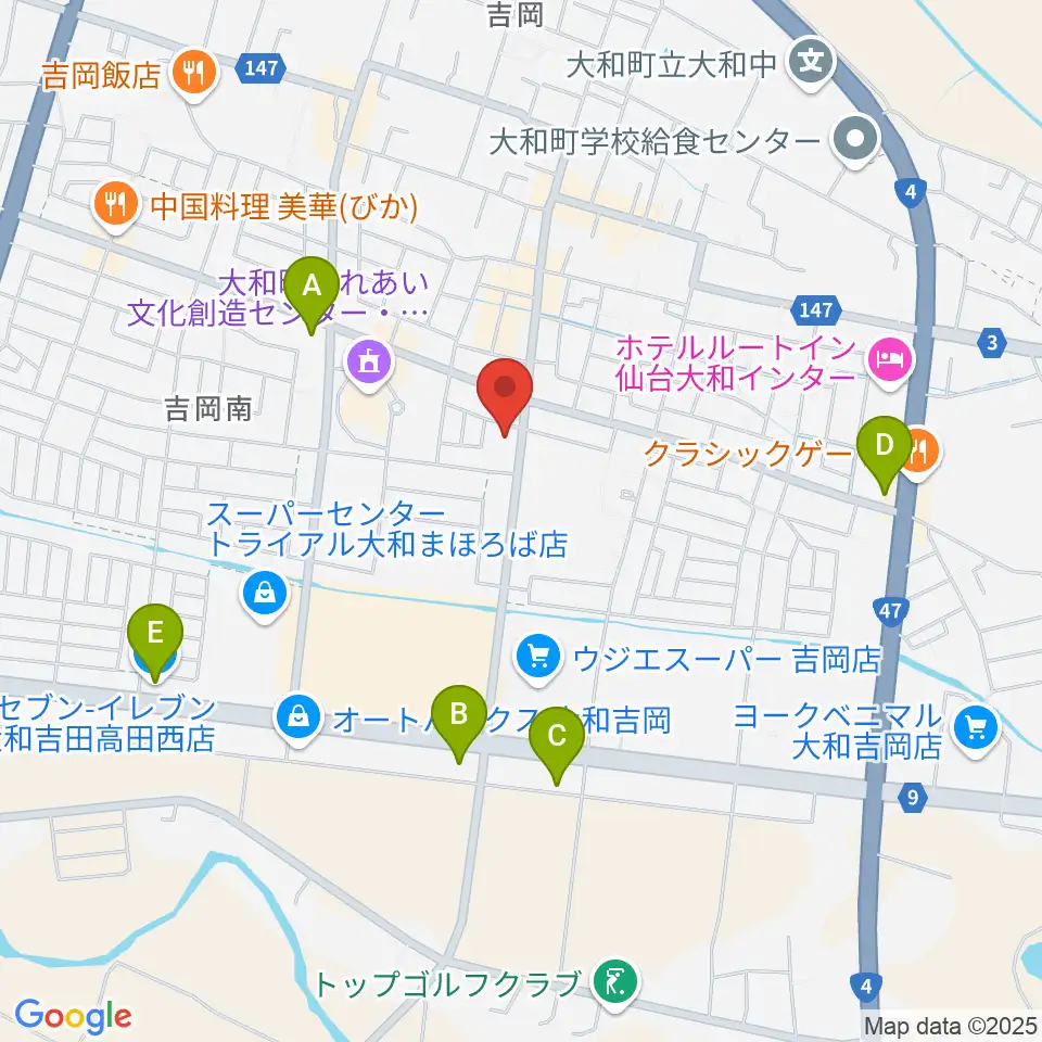 仙台ピアノ工房周辺のコンビニエンスストア一覧地図