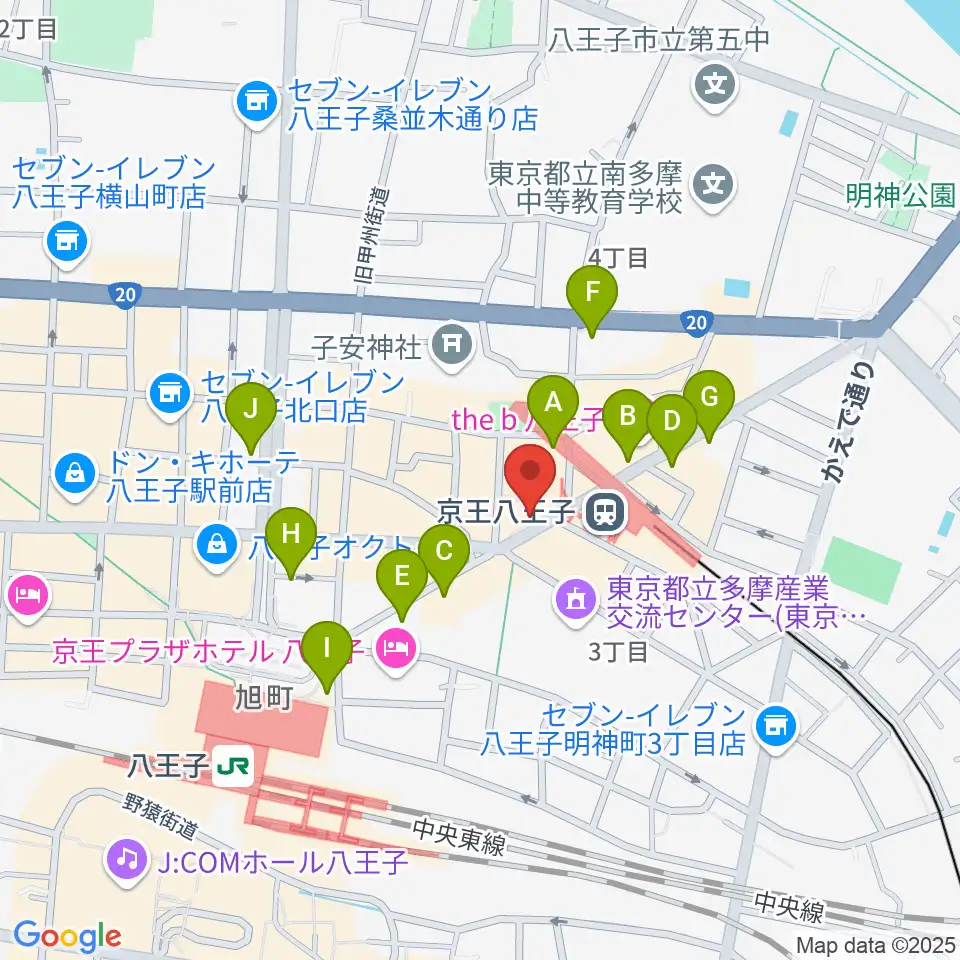下倉楽器 八王子店周辺のコンビニエンスストア一覧地図