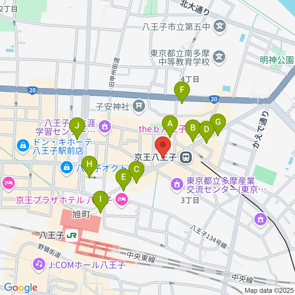 下倉楽器 八王子店周辺のコンビニエンスストア一覧地図