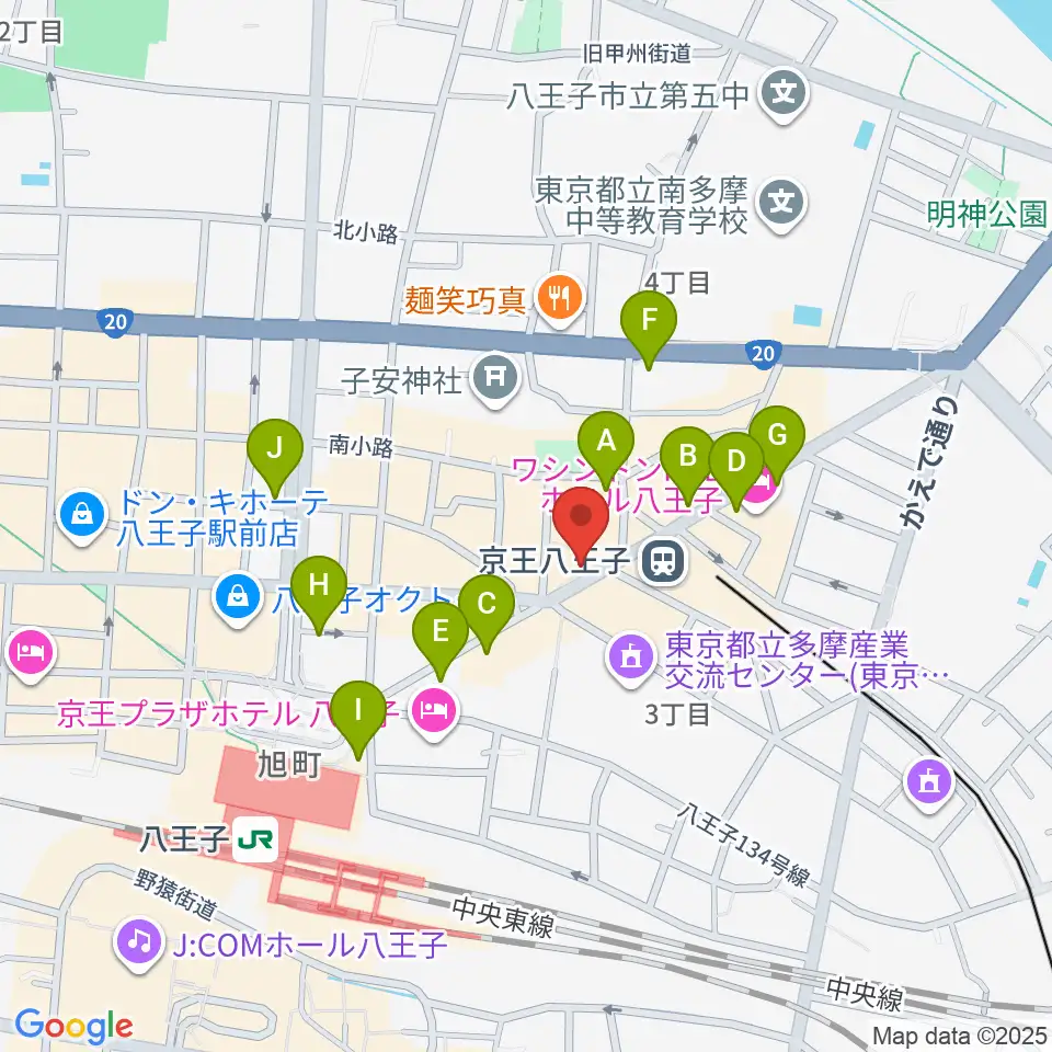 下倉楽器 八王子店周辺のコンビニエンスストア一覧地図