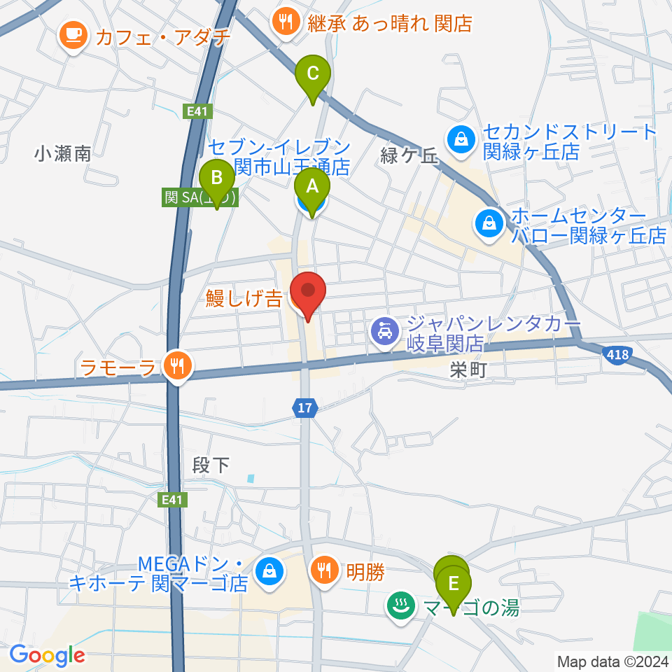 シノダ楽器周辺のコンビニエンスストア一覧地図