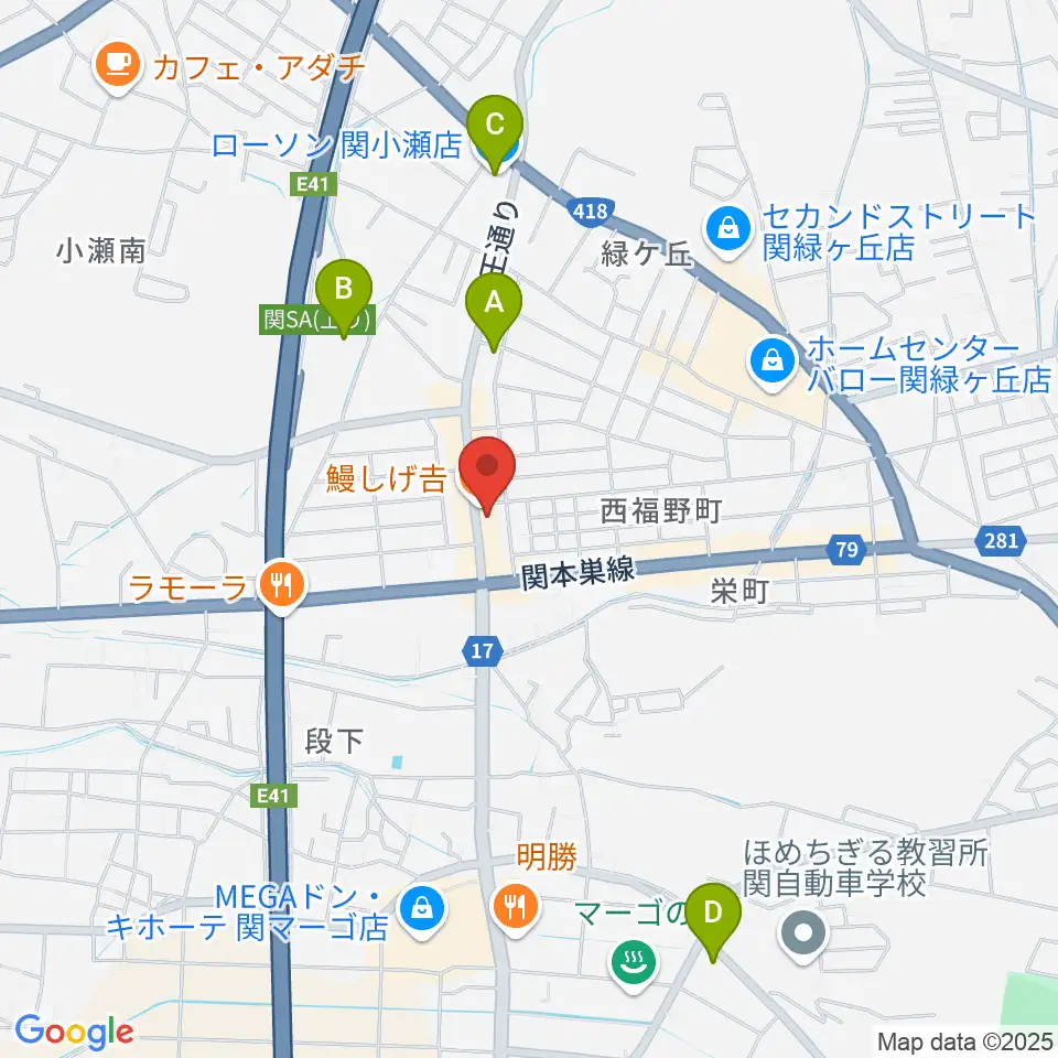 シノダ楽器周辺のコンビニエンスストア一覧地図
