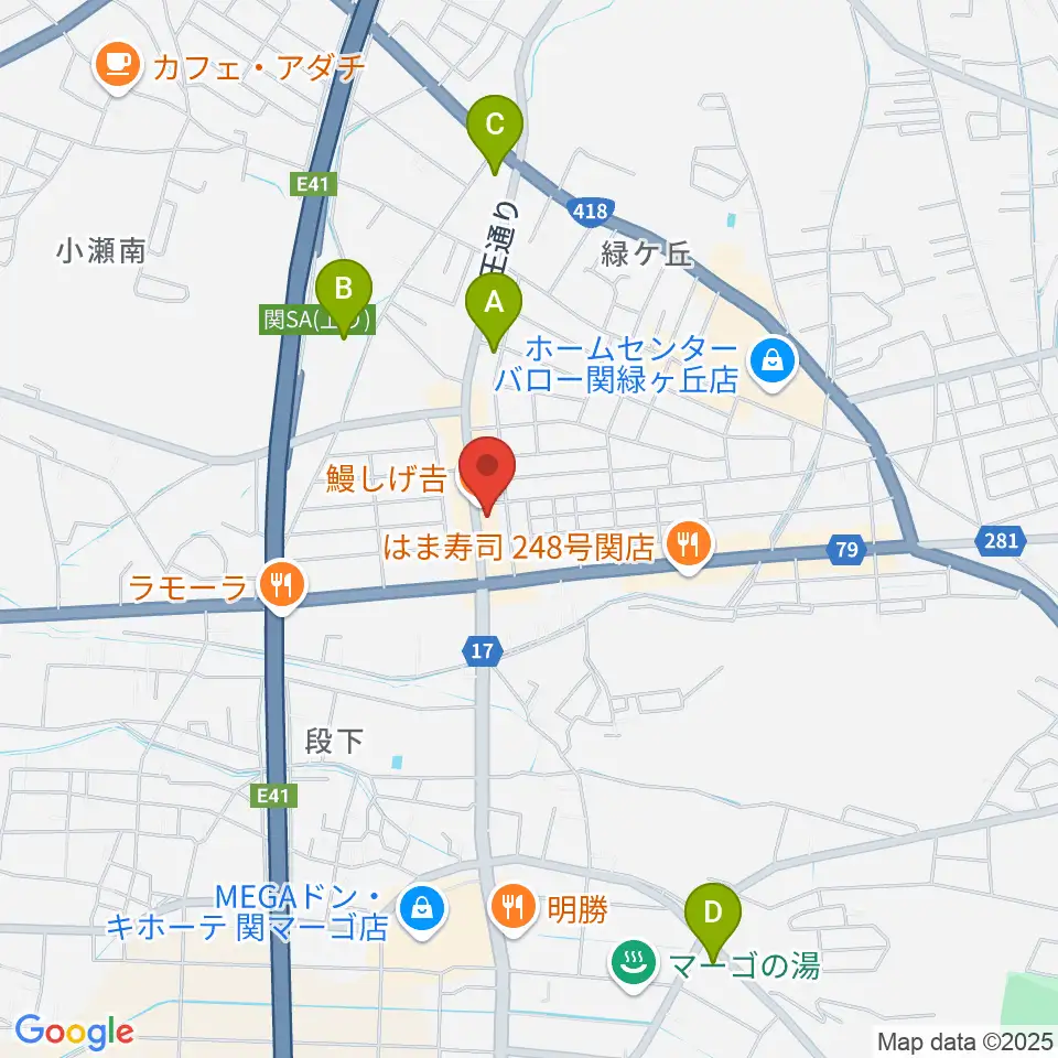 シノダ楽器周辺のコンビニエンスストア一覧地図