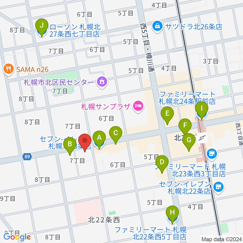 ジングル周辺のコンビニエンスストア一覧地図