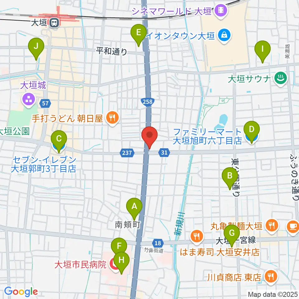 松栄楽器 大垣本店周辺のコンビニエンスストア一覧地図
