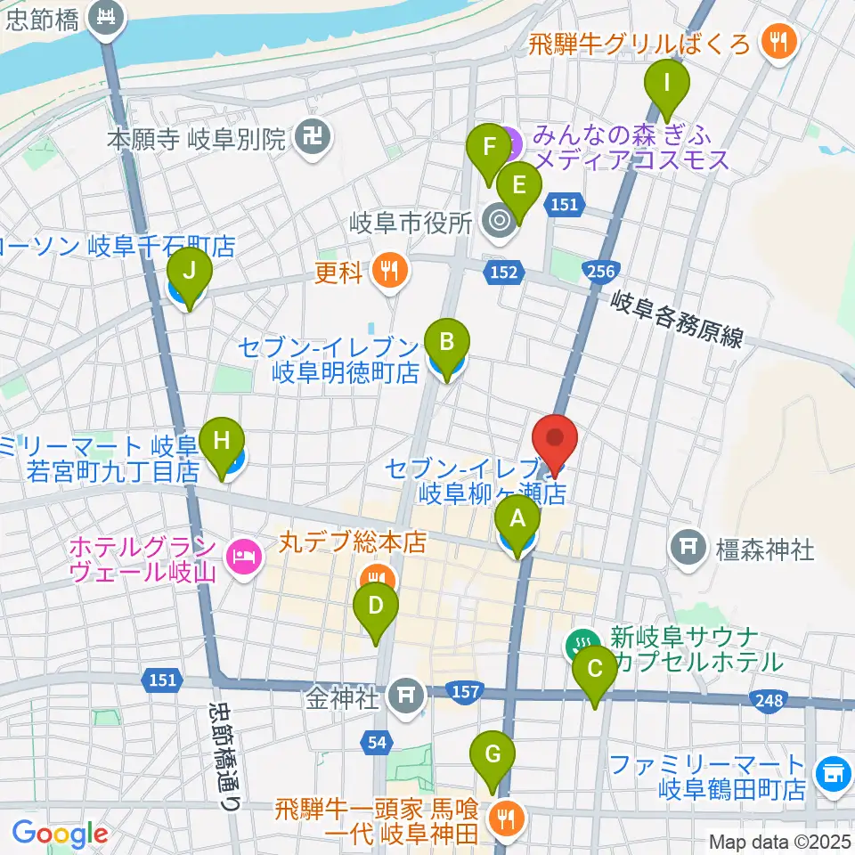 松栄堂楽器 本店周辺のコンビニエンスストア一覧地図