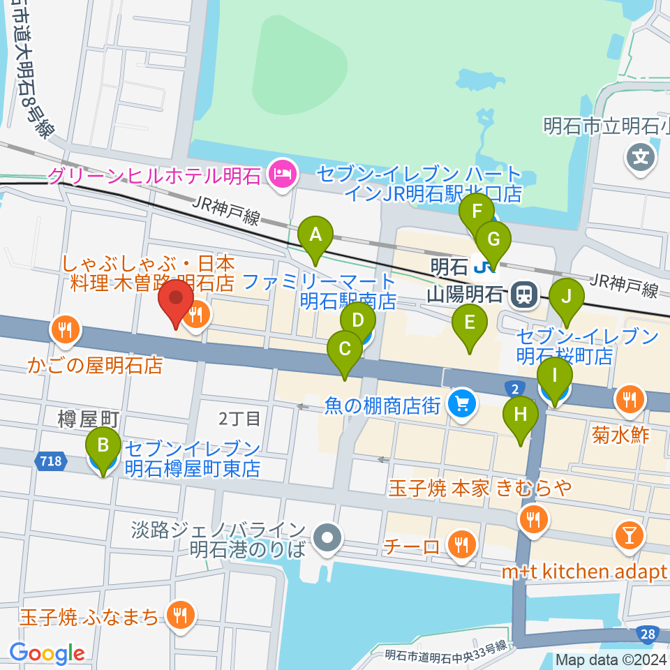 スガナミ楽器 明石店周辺のコンビニエンスストア一覧地図