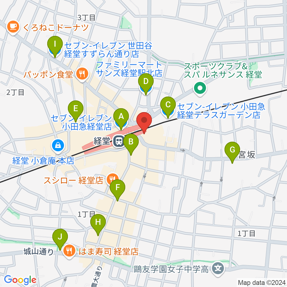 スガナミ楽器経堂店・グランドピアノサロン周辺のコンビニエンスストア一覧地図