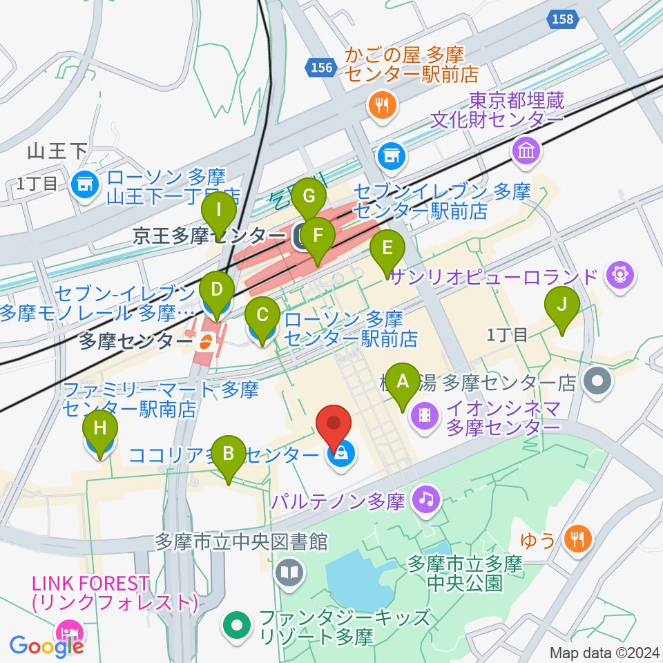 スガナミ楽器 多摩店周辺のコンビニエンスストア一覧地図