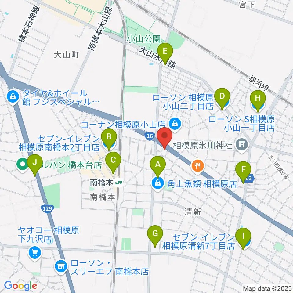 スガナミ楽器 南橋本店周辺のコンビニエンスストア一覧地図