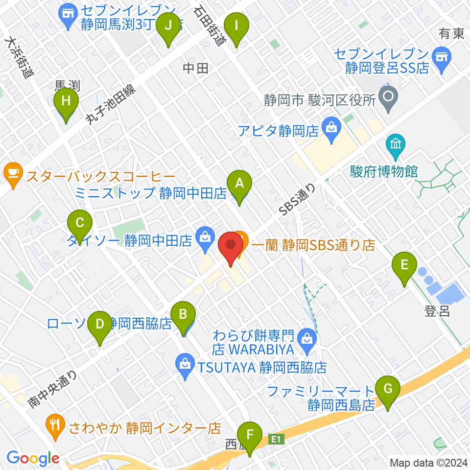 すみやグッディSBS通り店周辺のコンビニエンスストア一覧地図