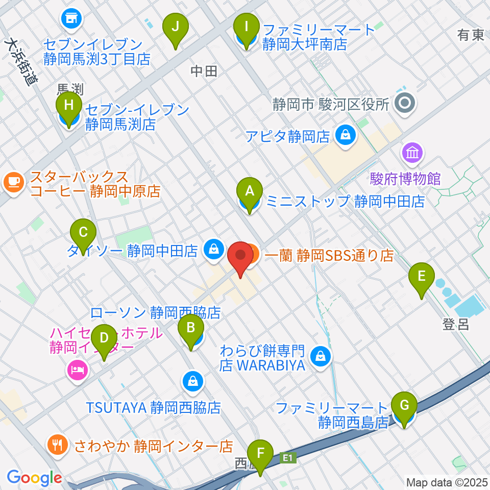 すみやグッディSBS通り店周辺のコンビニエンスストア一覧地図