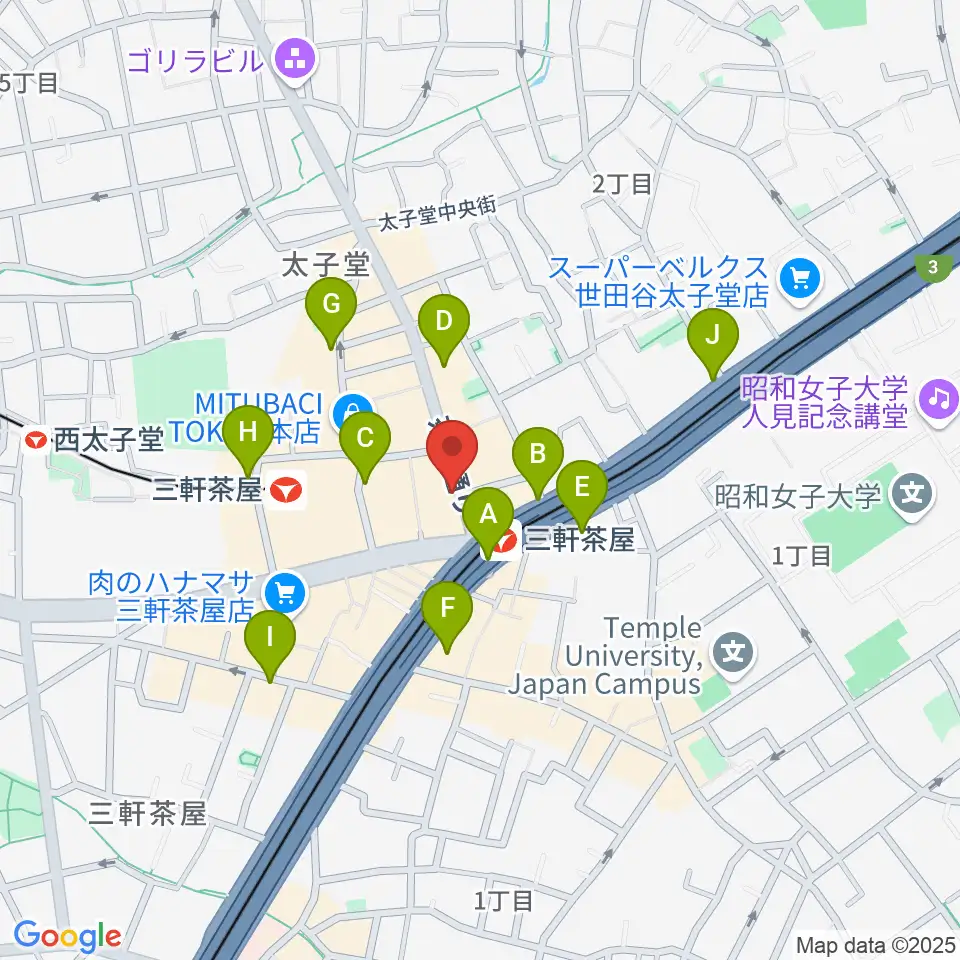 太子堂楽器店周辺のコンビニエンスストア一覧地図