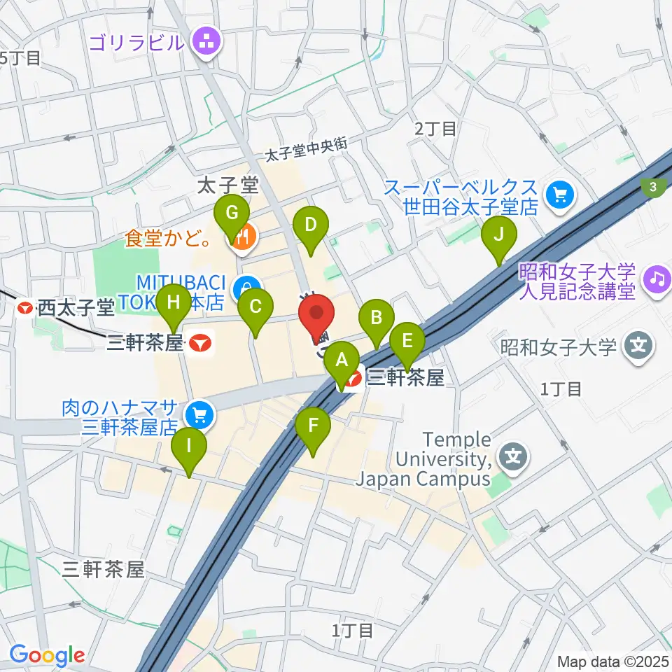 太子堂楽器店周辺のコンビニエンスストア一覧地図
