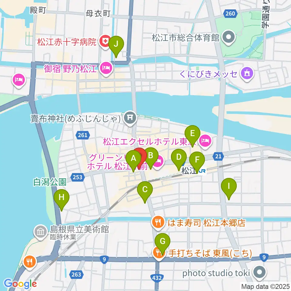 タカキ楽器店周辺のコンビニエンスストア一覧地図