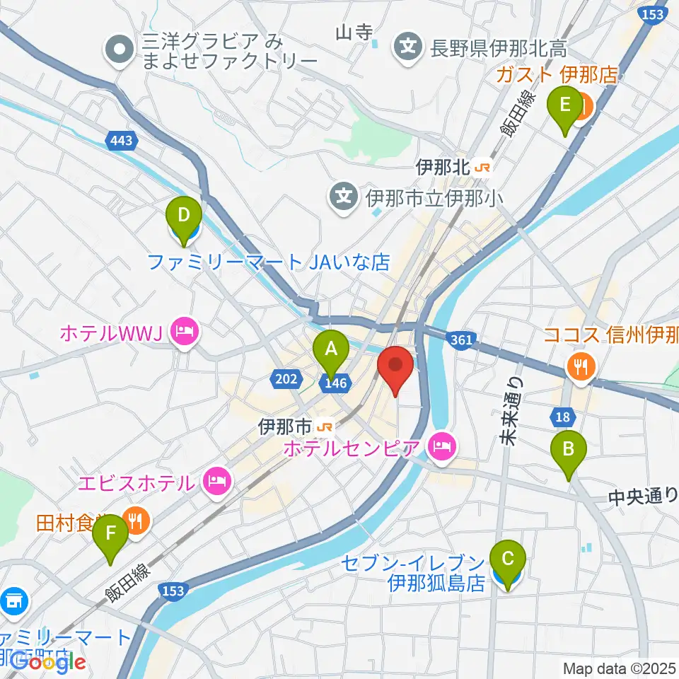 伊那楽器周辺のコンビニエンスストア一覧地図