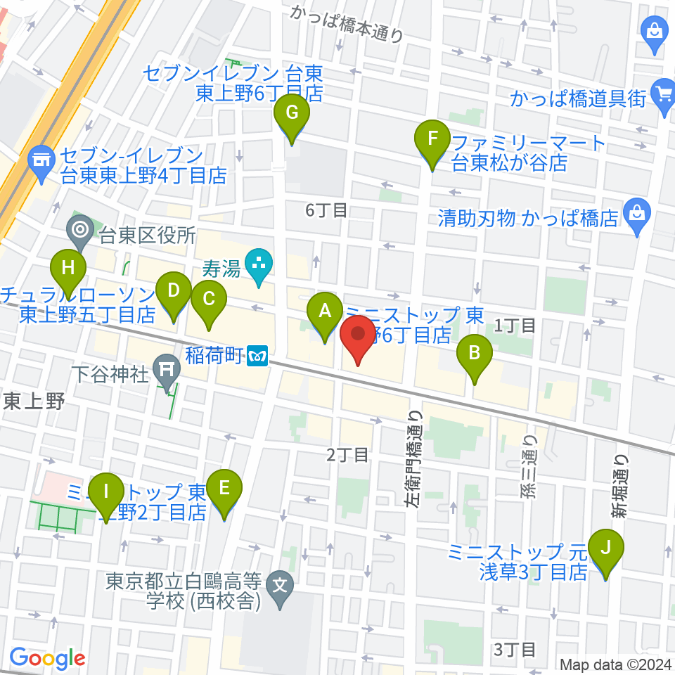 高級二胡専門店名師堂 東京店周辺のコンビニエンスストア一覧地図