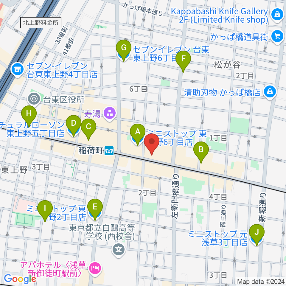 高級二胡専門店名師堂 東京店周辺のコンビニエンスストア一覧地図