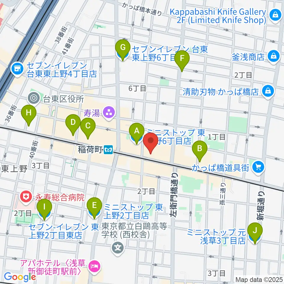 高級二胡専門店名師堂 東京店周辺のコンビニエンスストア一覧地図