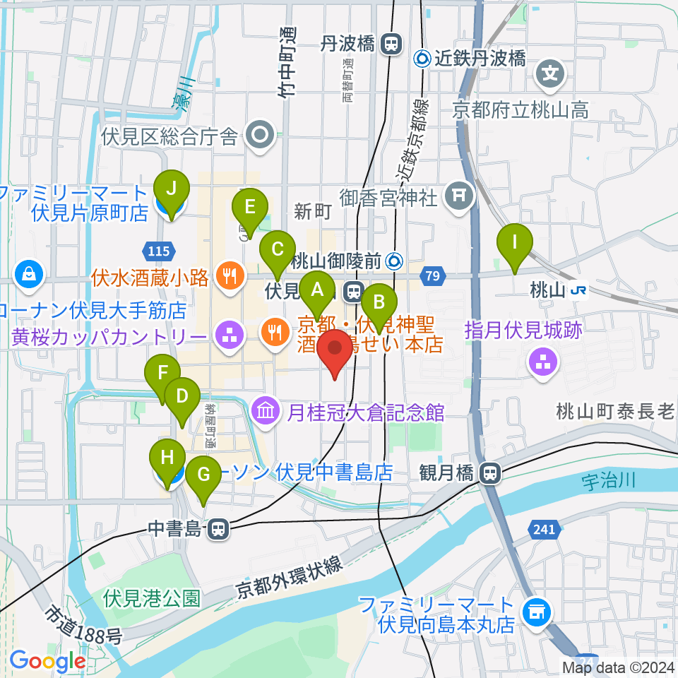 若林楽器店周辺のコンビニエンスストア一覧地図