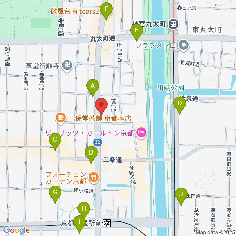 ワタナベ楽器店 京都本店周辺のコンビニエンスストア一覧地図