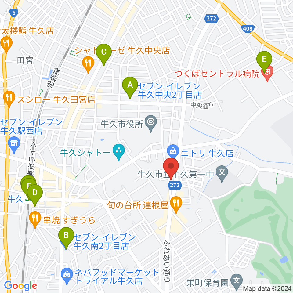 ウインズ・ユー牛久本店周辺のコンビニエンスストア一覧地図