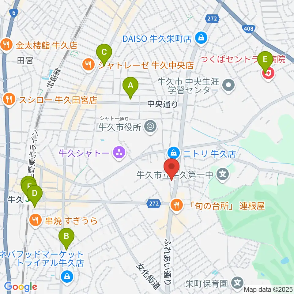 ウインズ・ユー牛久本店周辺のコンビニエンスストア一覧地図