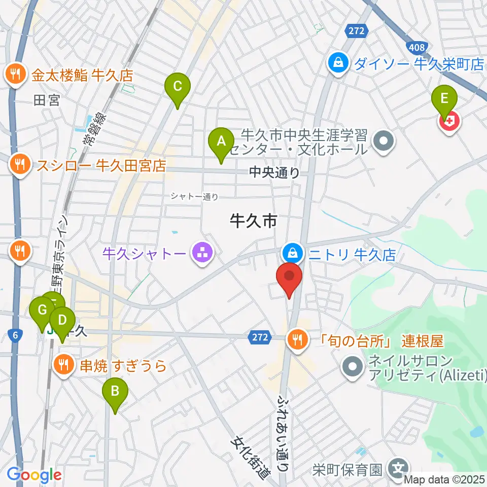 ウインズ・ユー牛久本店周辺のコンビニエンスストア一覧地図