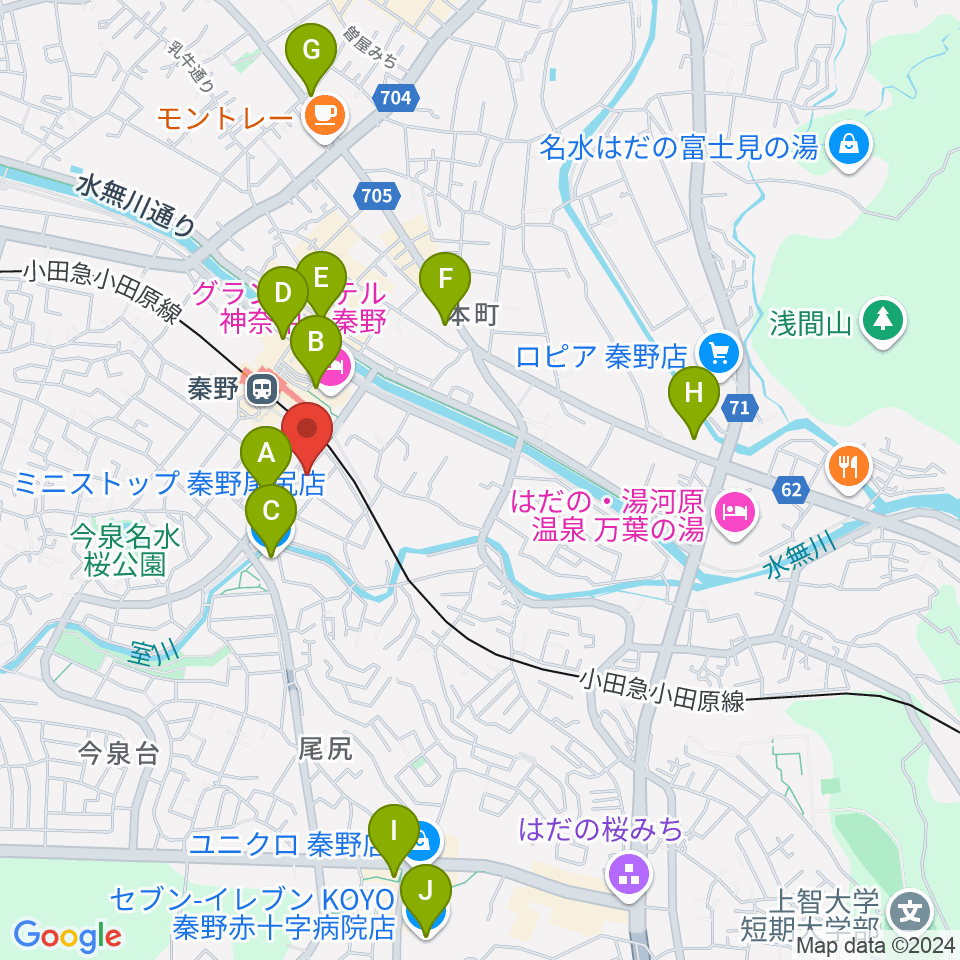 大村楽器店 秦野店周辺のコンビニエンスストア一覧地図