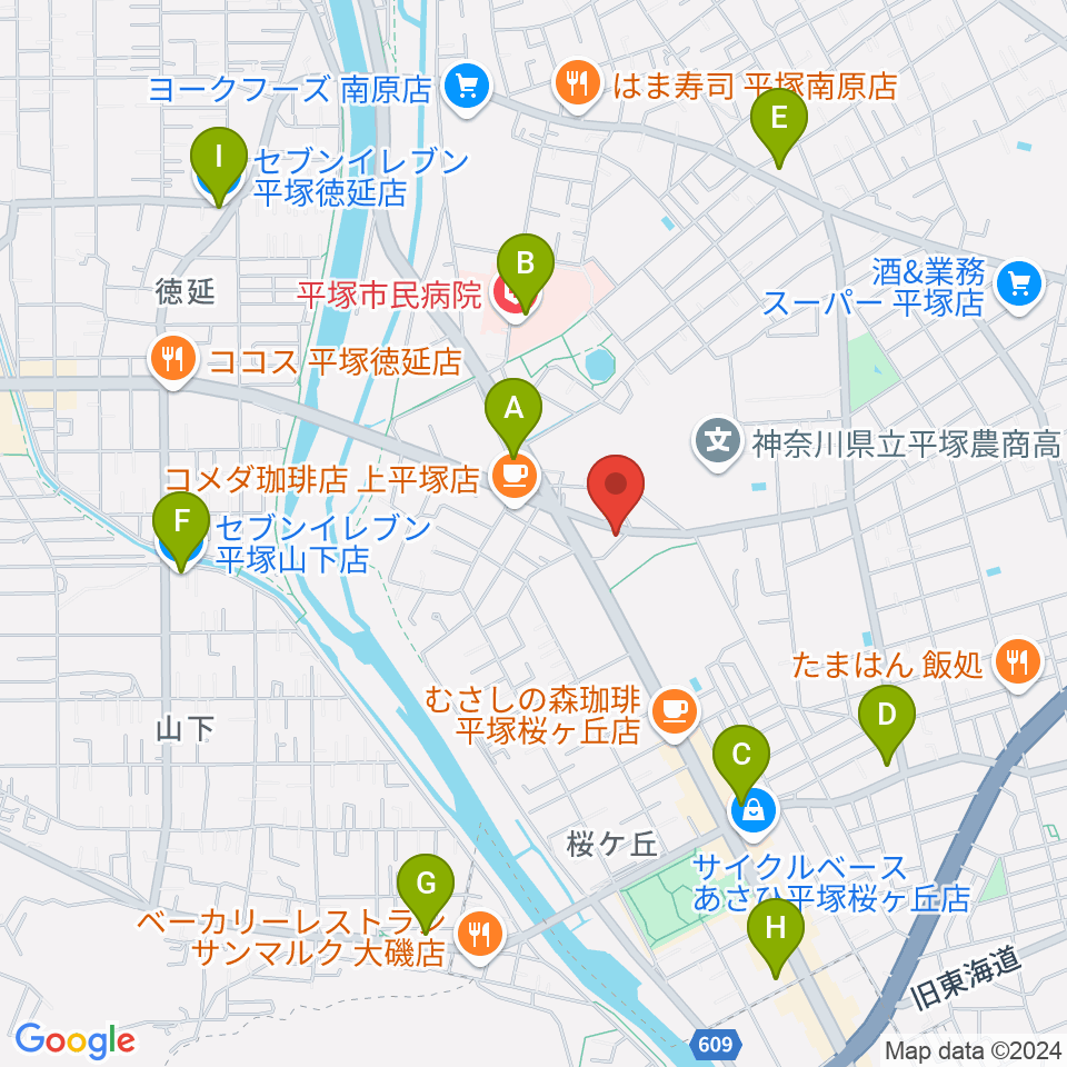 大村楽器店 平塚店周辺のコンビニエンスストア一覧地図