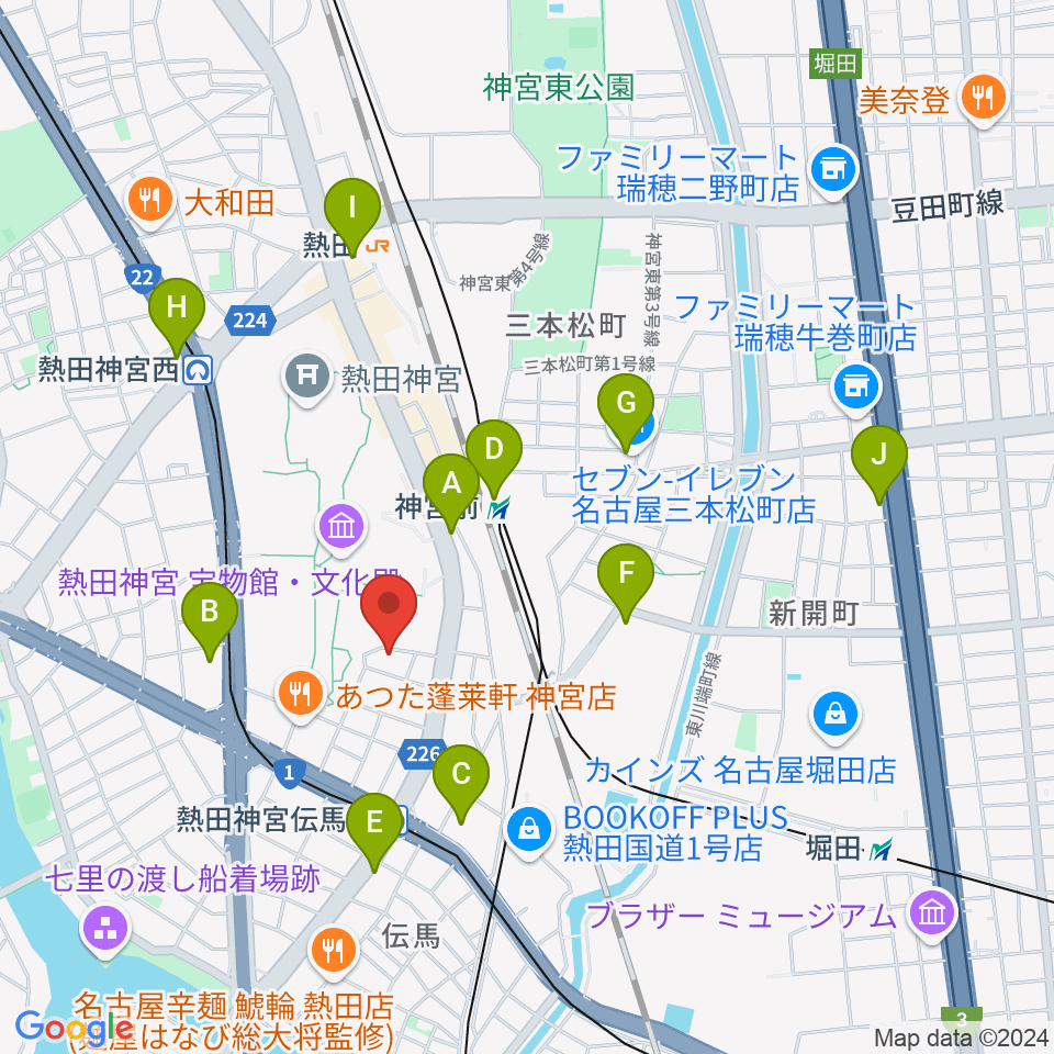 ヨモギヤ楽器 神宮前本店周辺のコンビニエンスストア一覧地図