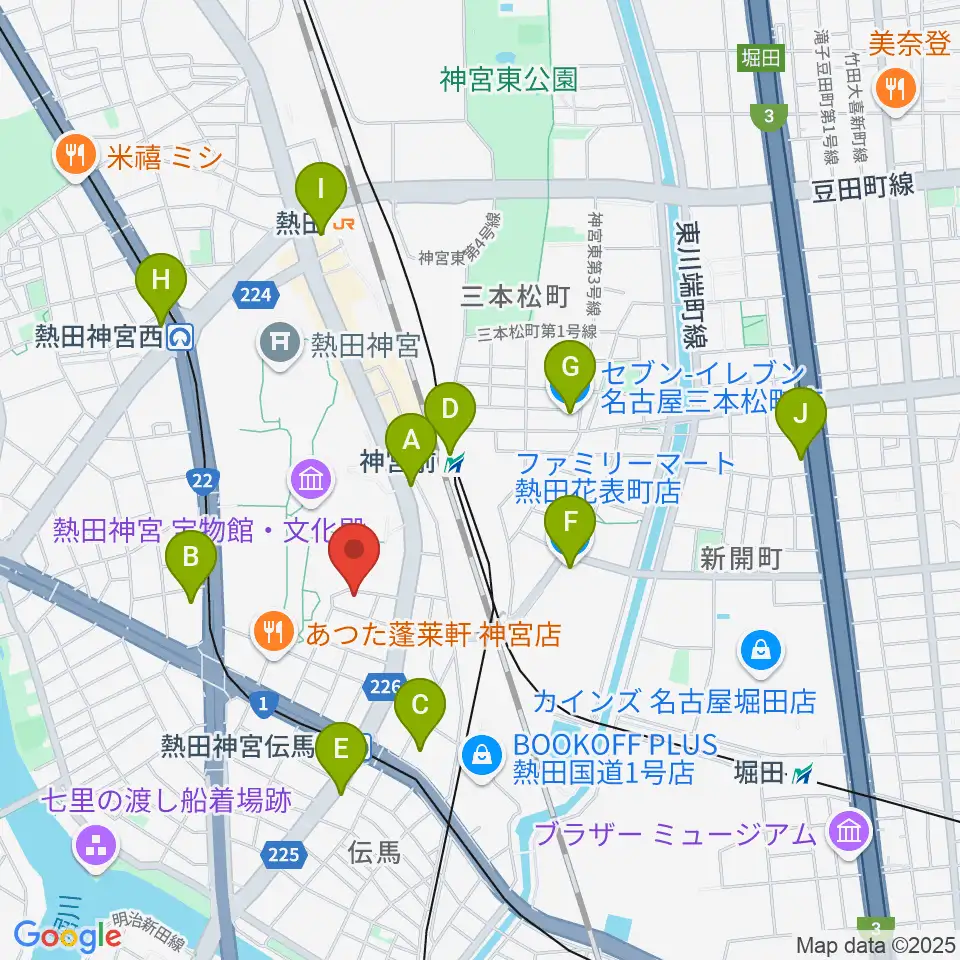 ヨモギヤ楽器 神宮前本店周辺のコンビニエンスストア一覧地図