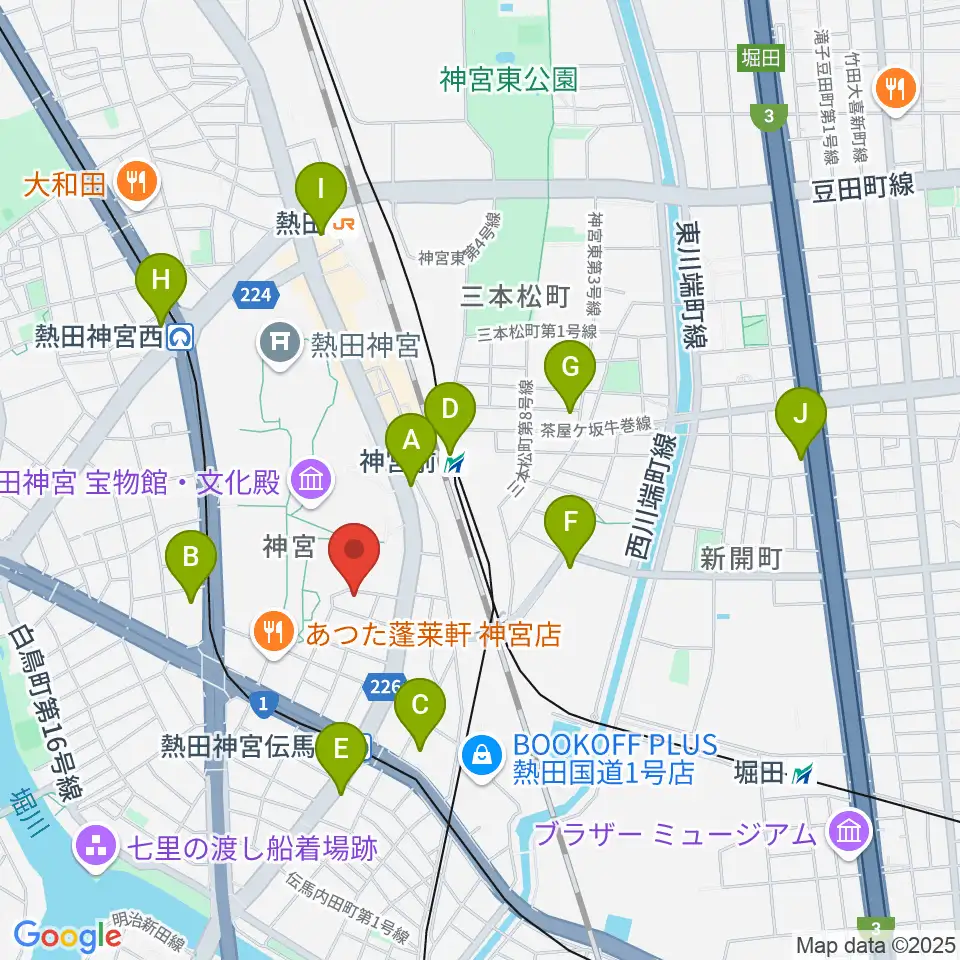 ヨモギヤ楽器 神宮前本店周辺のコンビニエンスストア一覧地図