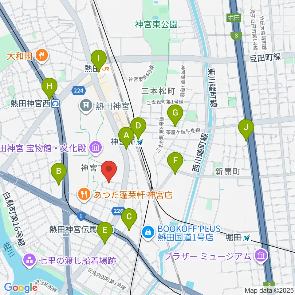 ヨモギヤ楽器 神宮前本店周辺のコンビニエンスストア一覧地図