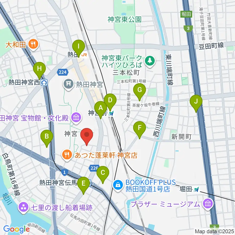 ヨモギヤ楽器 神宮前本店周辺のコンビニエンスストア一覧地図