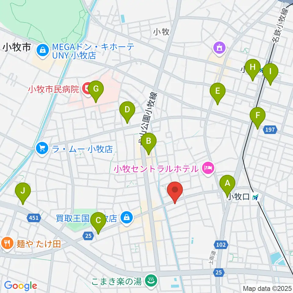シンフォニア楽器 小牧店周辺のコンビニエンスストア一覧地図