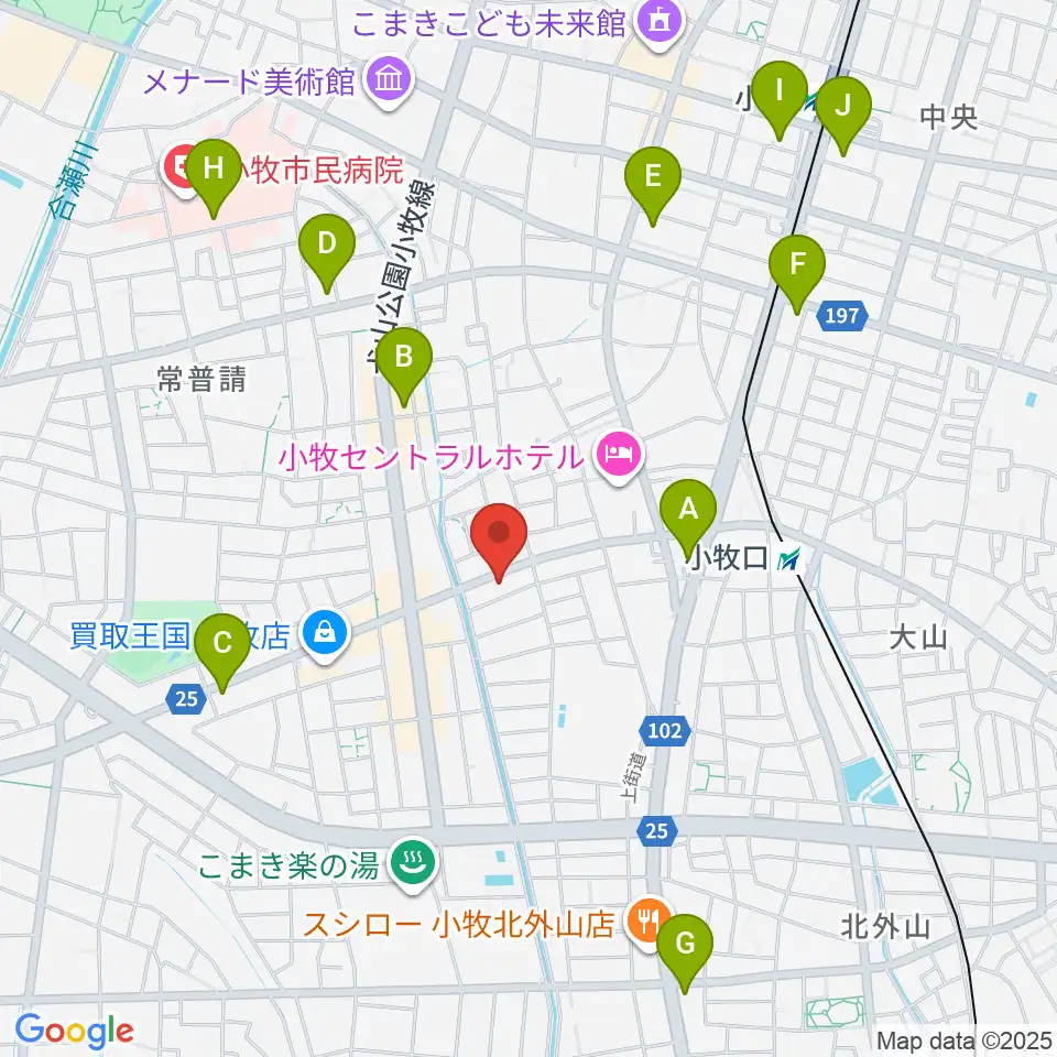 シンフォニア楽器 小牧店周辺のコンビニエンスストア一覧地図