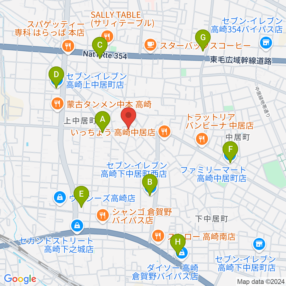 ミュージカルボックス周辺のコンビニエンスストア一覧地図