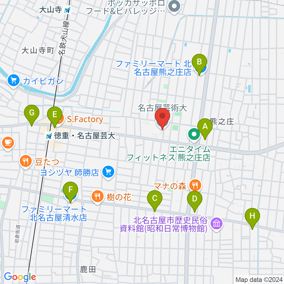 名古屋芸術大学周辺のコンビニエンスストア一覧地図