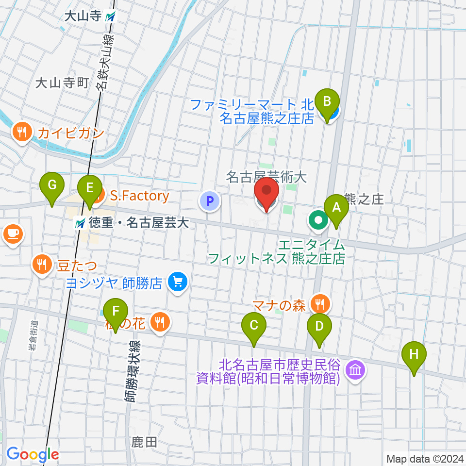 名古屋芸術大学周辺のコンビニエンスストア一覧地図