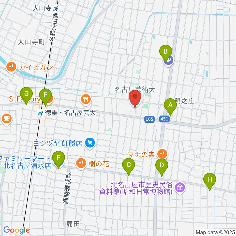 名古屋芸術大学周辺のコンビニエンスストア一覧地図