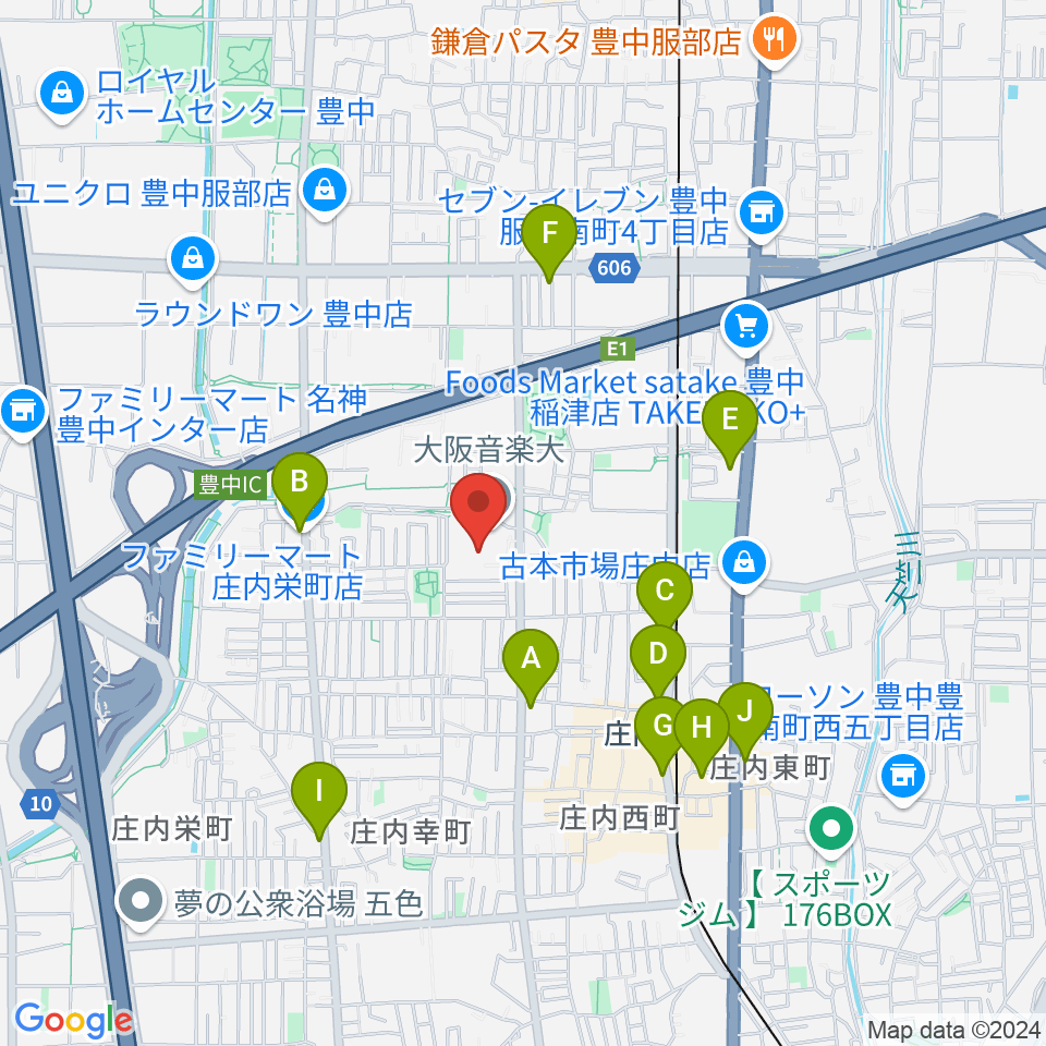 大阪音楽大学付属音楽院周辺のコンビニエンスストア一覧地図