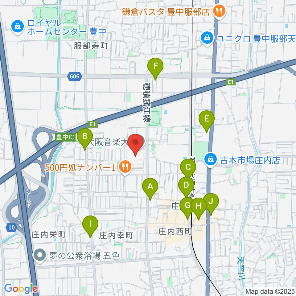 大阪音楽大学付属音楽院周辺のコンビニエンスストア一覧地図