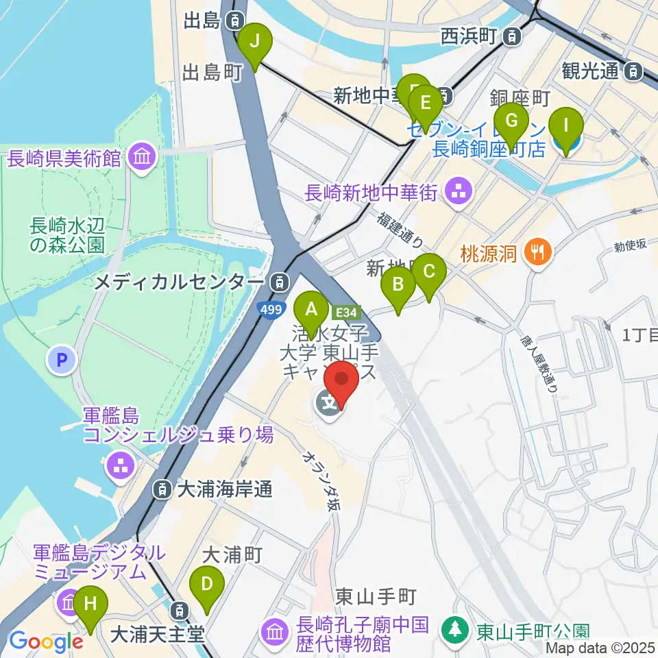 活水女子大学音楽学部周辺のコンビニエンスストア一覧地図