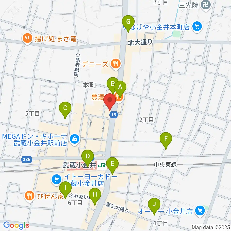 武蔵小金井 studio34周辺のコンビニエンスストア一覧地図