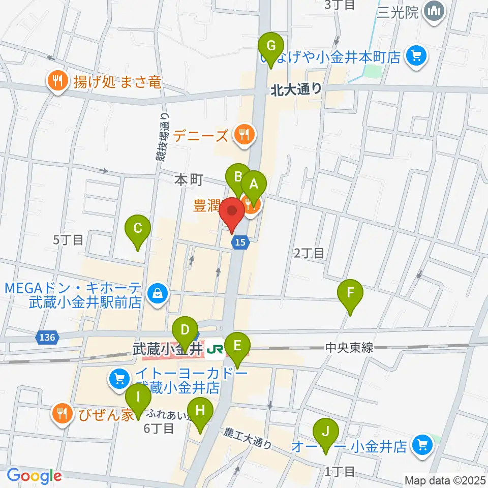 武蔵小金井 studio34周辺のコンビニエンスストア一覧地図