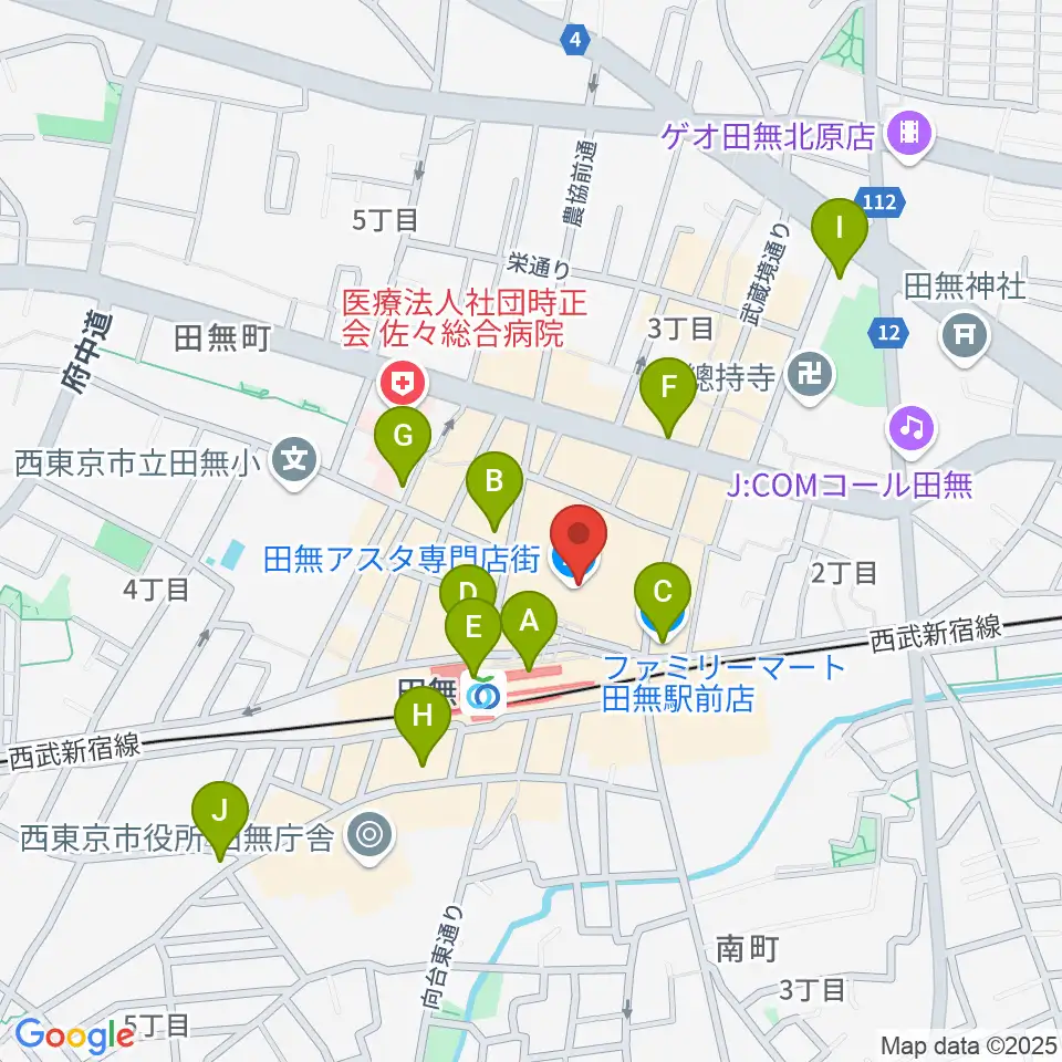 宮地楽器アスタ田無センター周辺のコンビニエンスストア一覧地図