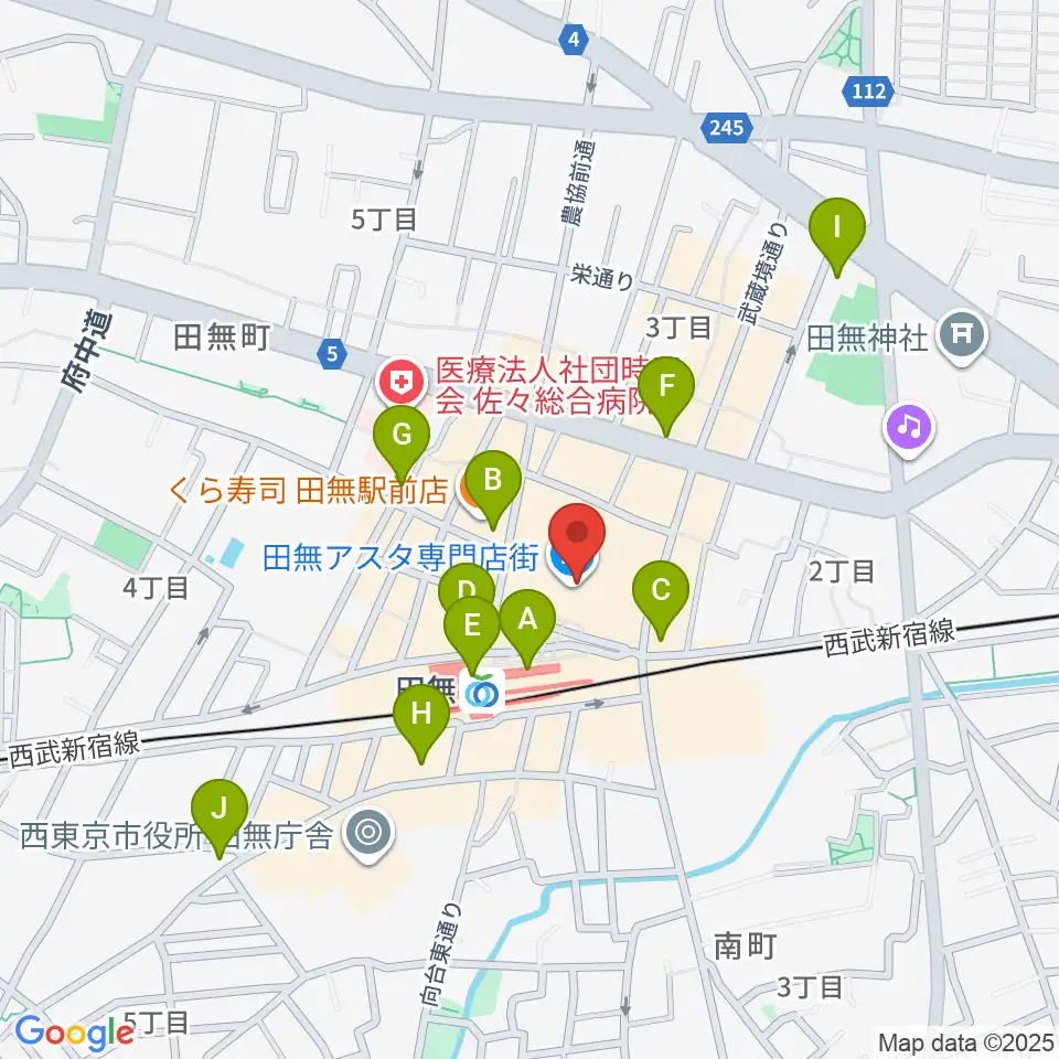 宮地楽器アスタ田無センター周辺のコンビニエンスストア一覧地図
