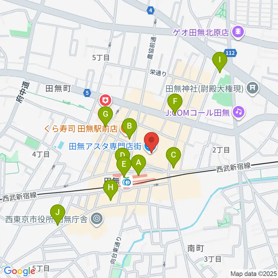 宮地楽器アスタ田無センター周辺のコンビニエンスストア一覧地図