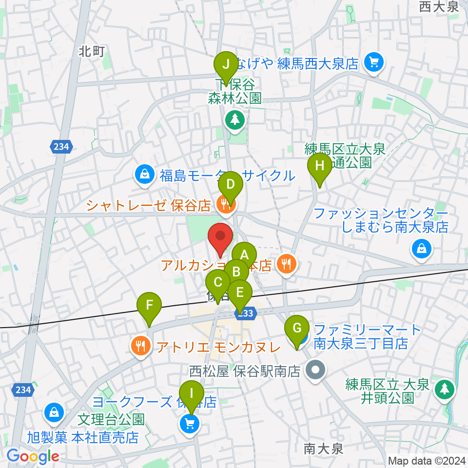 宮地楽器 保谷センター周辺のコンビニエンスストア一覧地図